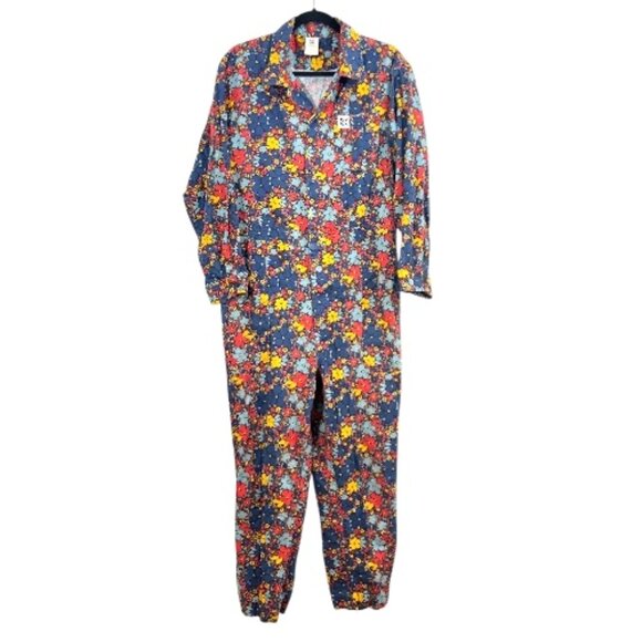 Lucy & Yak Floral Carmen Broilersuit Jumpsuit Blue Large (READ DESCRIPTION) - Picture 1 of 5